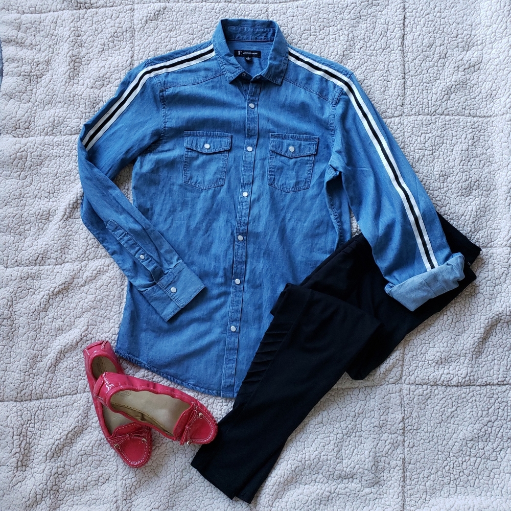 INC International Concepts Chambray Denim Top S